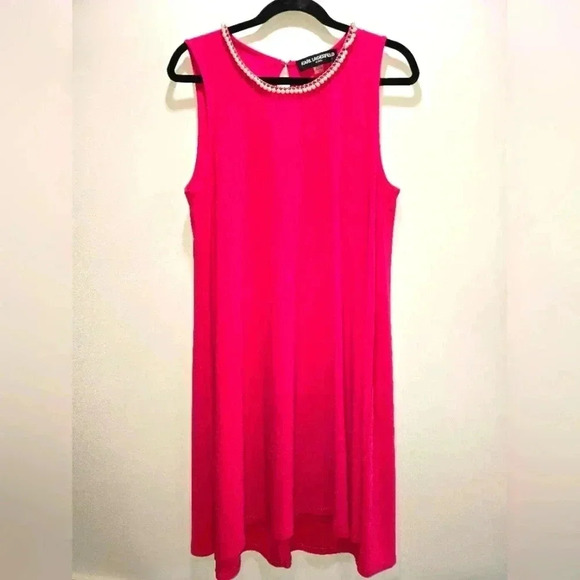 Karl Lagerfeld Magenta High Low Dress NWT Size Medium - Picture 1 of 7